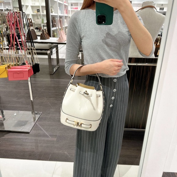 Michael Kors Handbags - Michael Kors 35S3G6RM2T Reed Medium Studded Pebbled Leather Bucket Bag